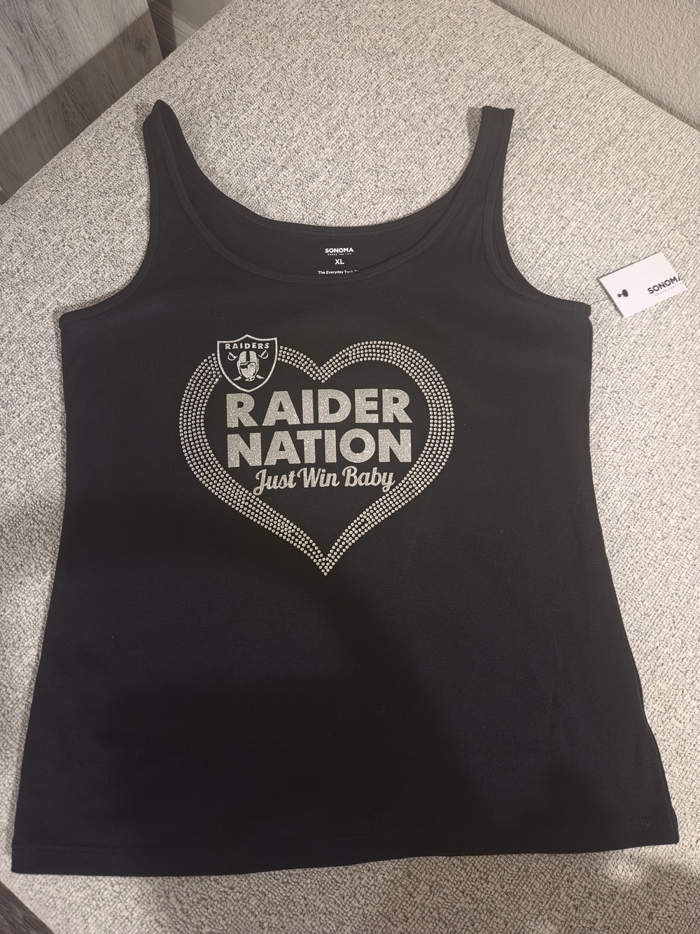 Sonoma Black Raider Nation Heart Tank with Silver Graphic